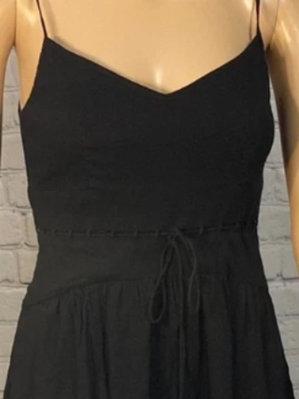 Theory Black Linen Blend Midi Dress Size 2 Spaghetti Strap